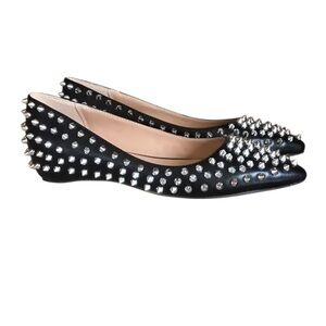 NEW Only Maker Black Silver Rivet Spike Flats